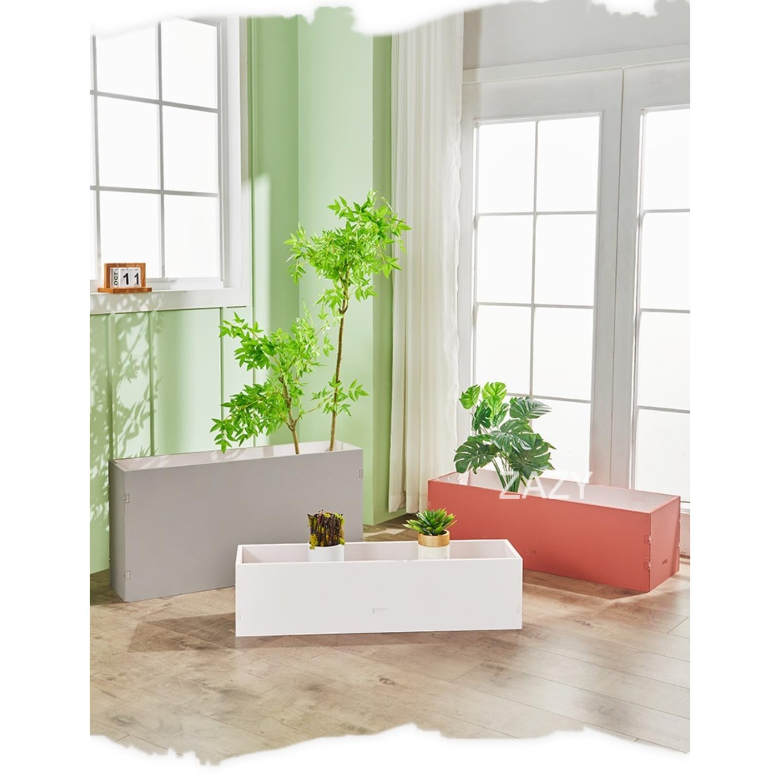 Amazon.co.jp: 【ZAZY】プラスチック製 長方形スクエアプランター 大型